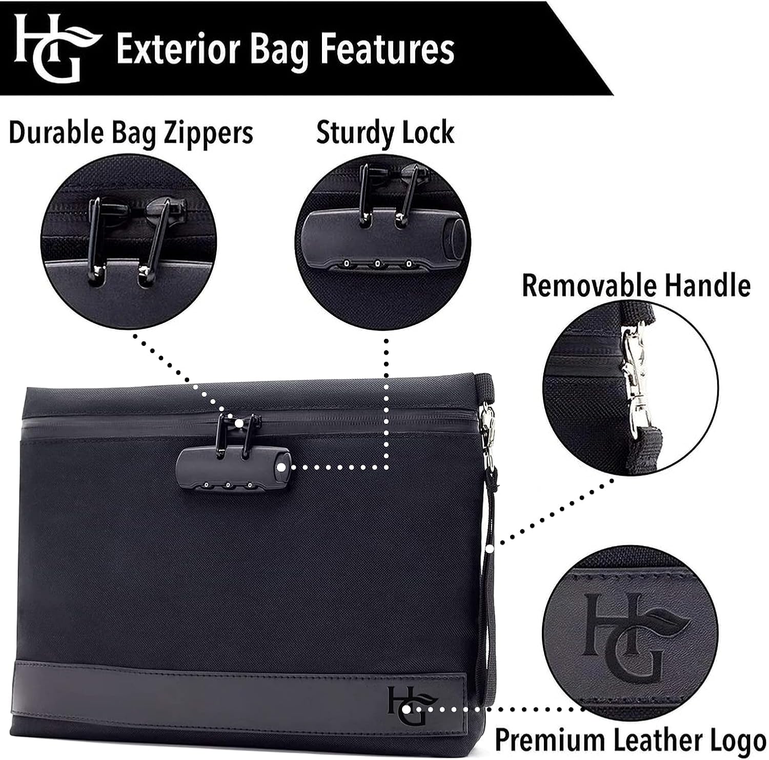 Herb Guard Smell Proof Bag with Built-In Combo Lock (12x10 inches, Holds 3 Ounces) - Comes with 2 Resealable Bags to Keep Contents Fresh
