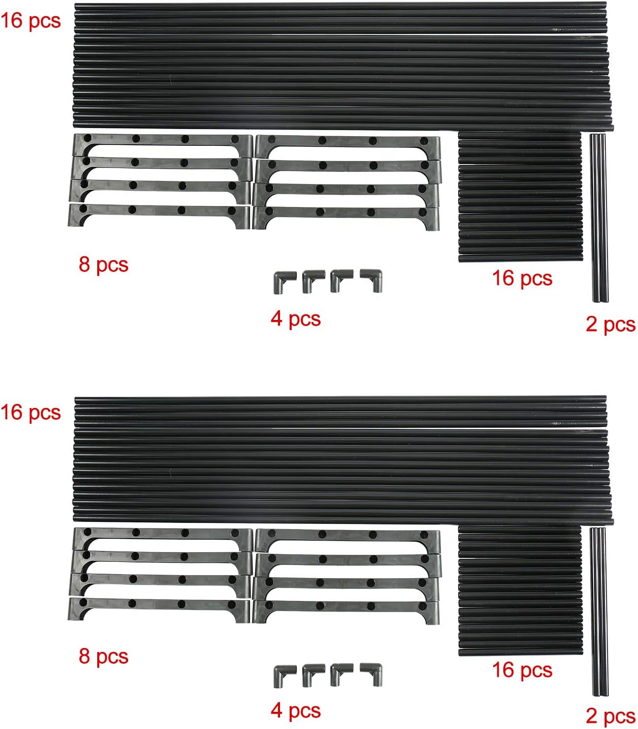 HOMEFORT Small 8-Tier Shoe Rack, 2 Pack 4-Tier Shoe Rack,Set of 2 Stackable 4-Tier Shoe Tower, Shoes Storage Organizer,Entryway Shoes Shelf for Closet Bedroom and Hallway in Black