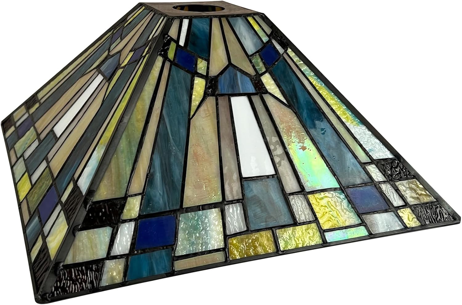 Capulina Tiffany Lamp Shade 12 Inches Wide Accessories Replacement Amber Green Blue Style Stained Glass Lampshade for Torchiere Floor Lamp and Pendant Light