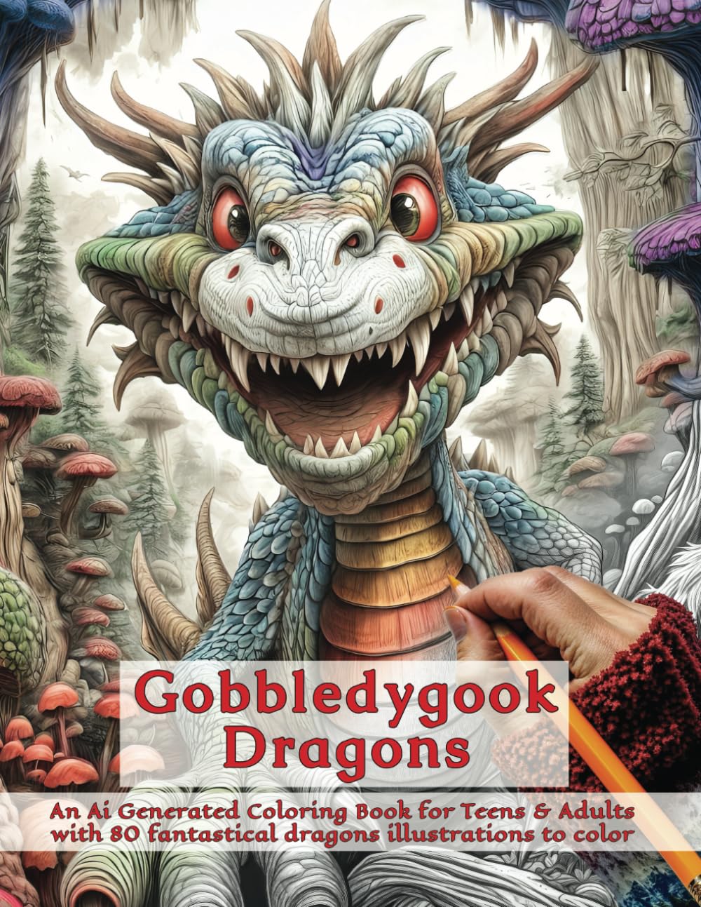 Gobbledygook Dragons: An Ai Generated Coloring Book for Teens & Adults with 80 fantastical dragons illustrations to color (Gobbledygook Coloring Books)