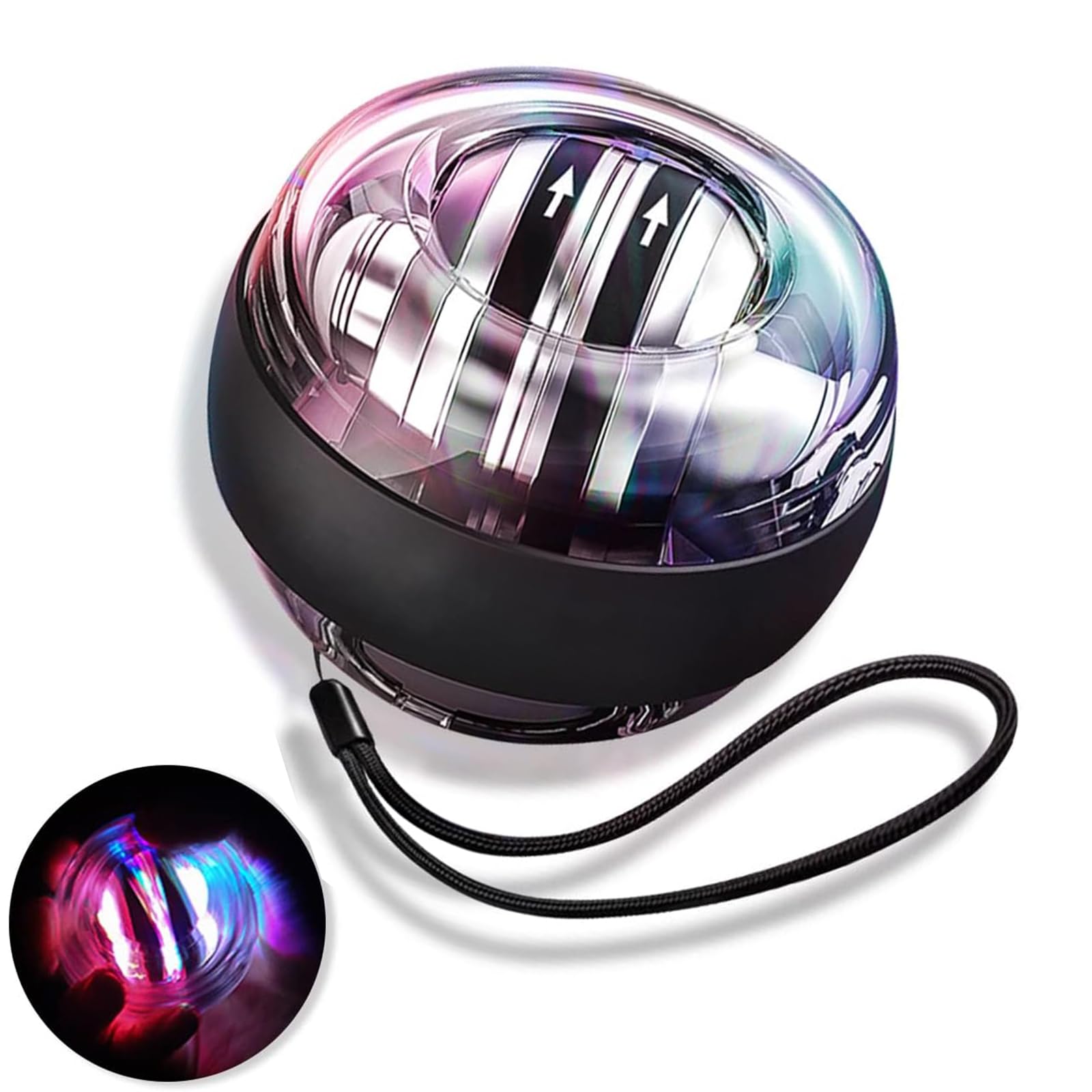 Gyroskopischer Handtrainer Autostart, Gyroskope für Handübungen mit LED Licht Handgelenk Trainerball mit FarbigeLichter Rotationsball Handgelenk Ball zum Training der Hand und Armmuskulatur