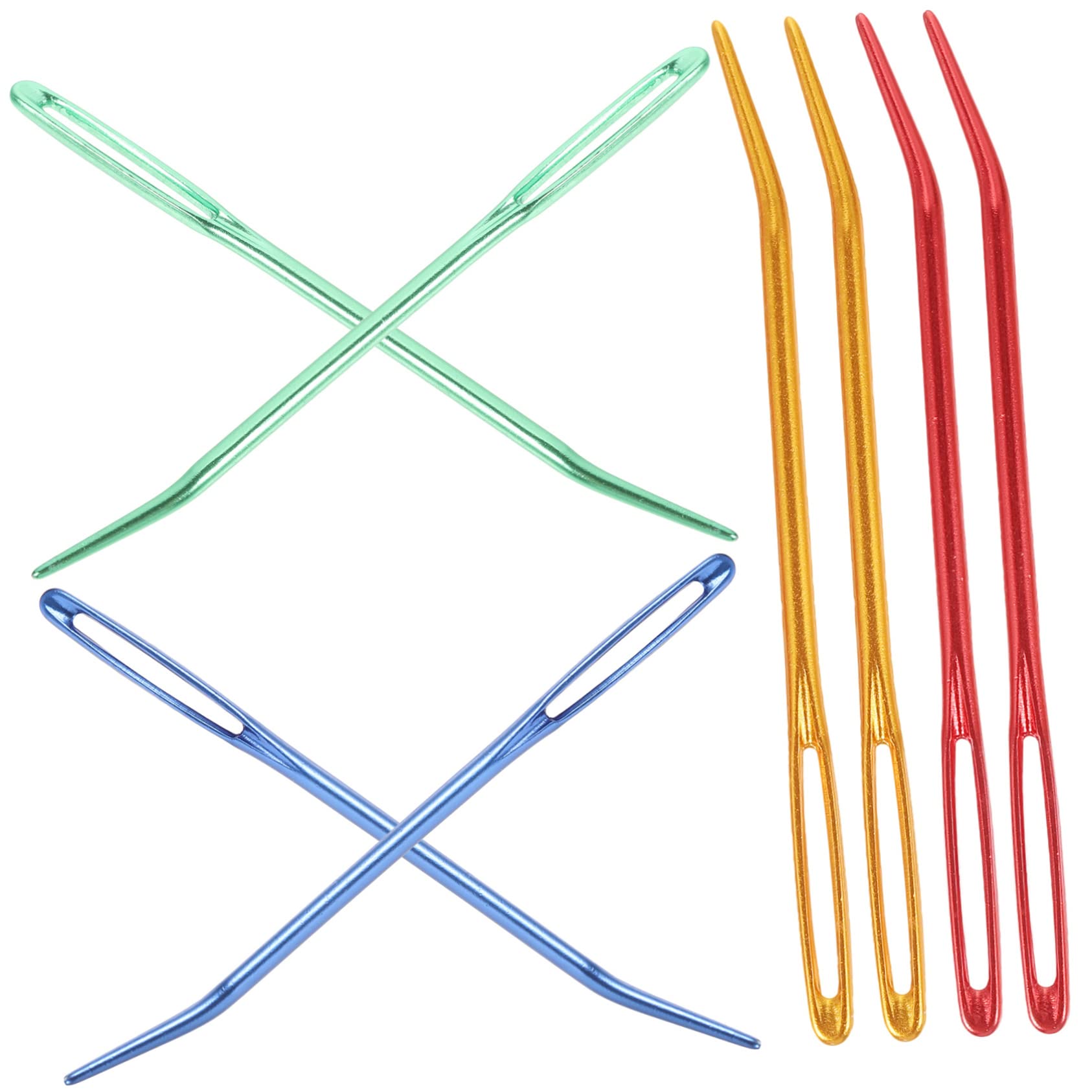 HAWILLOSCH 2sets Cable Needles for Knitting Large Eye Long Craft Needle for Crocheting Knitting for Crocheting Aluminum Professional 8pcs*2