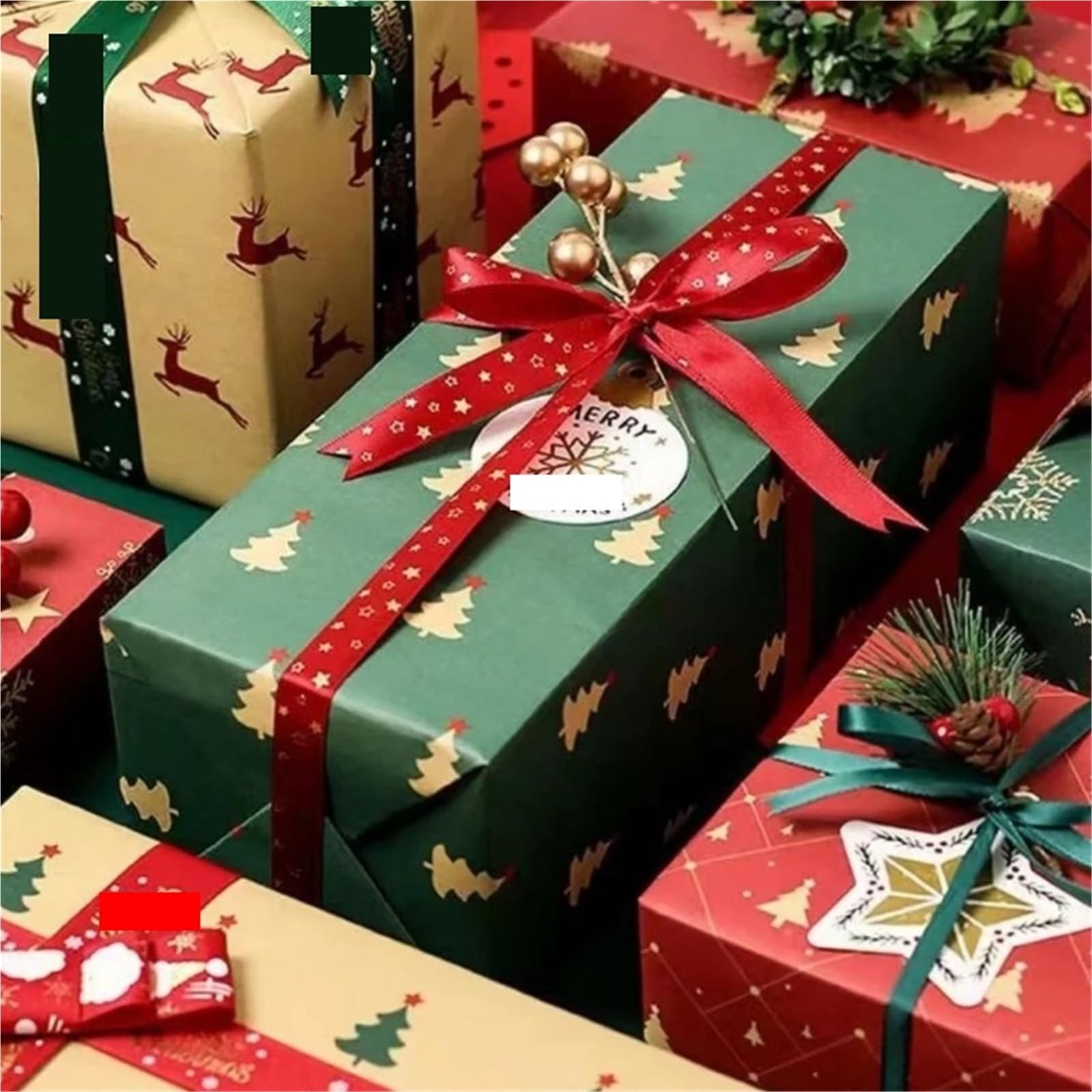 6 rotoli/set Carta da regalo Confezione festival per Carta Alimentare | Avvolgere con modelli for il negozio di decorazioni for l'imballaggio presente(Red-A)