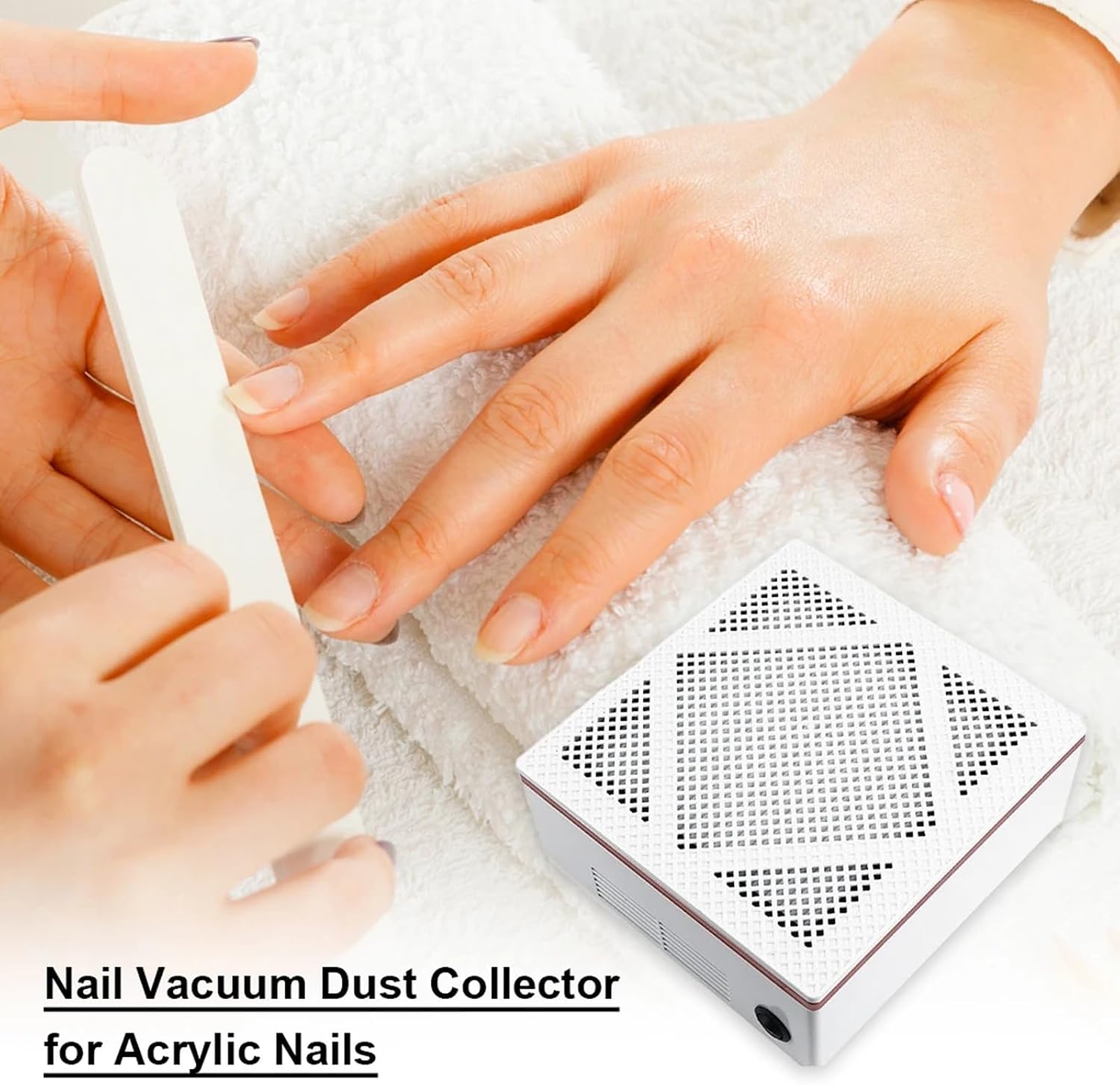 Nail Dust Collector, Dust Collector Nail Tech, Low Noise & Strong Suction Nail Fan Dust Collector, Nail Vacuum Duster Professional Dust Collector for Salon, Home,White