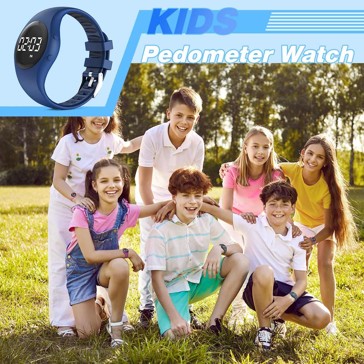 Reloj digital de seguimiento de fitness para niños (azul profundo)