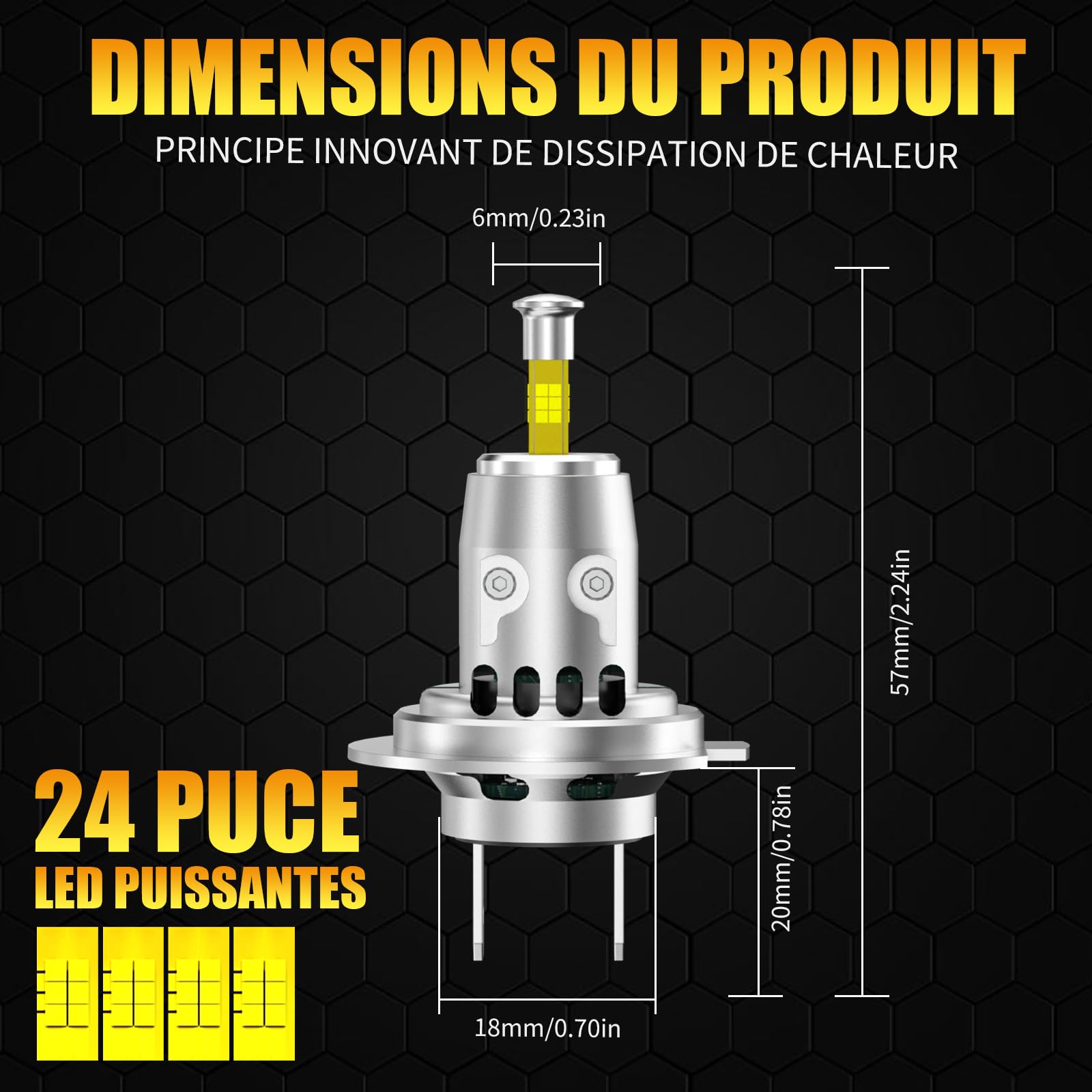 H7 Ampoule LED Phare Avant de Voiture, 240W 20000LM 6500K Blanc Xenon, +800% Plus Lumineux, Ultra Puissante, Anti Erreur, Homologué Route, Refroidissement Avancé Ventilateur – Lot de 2