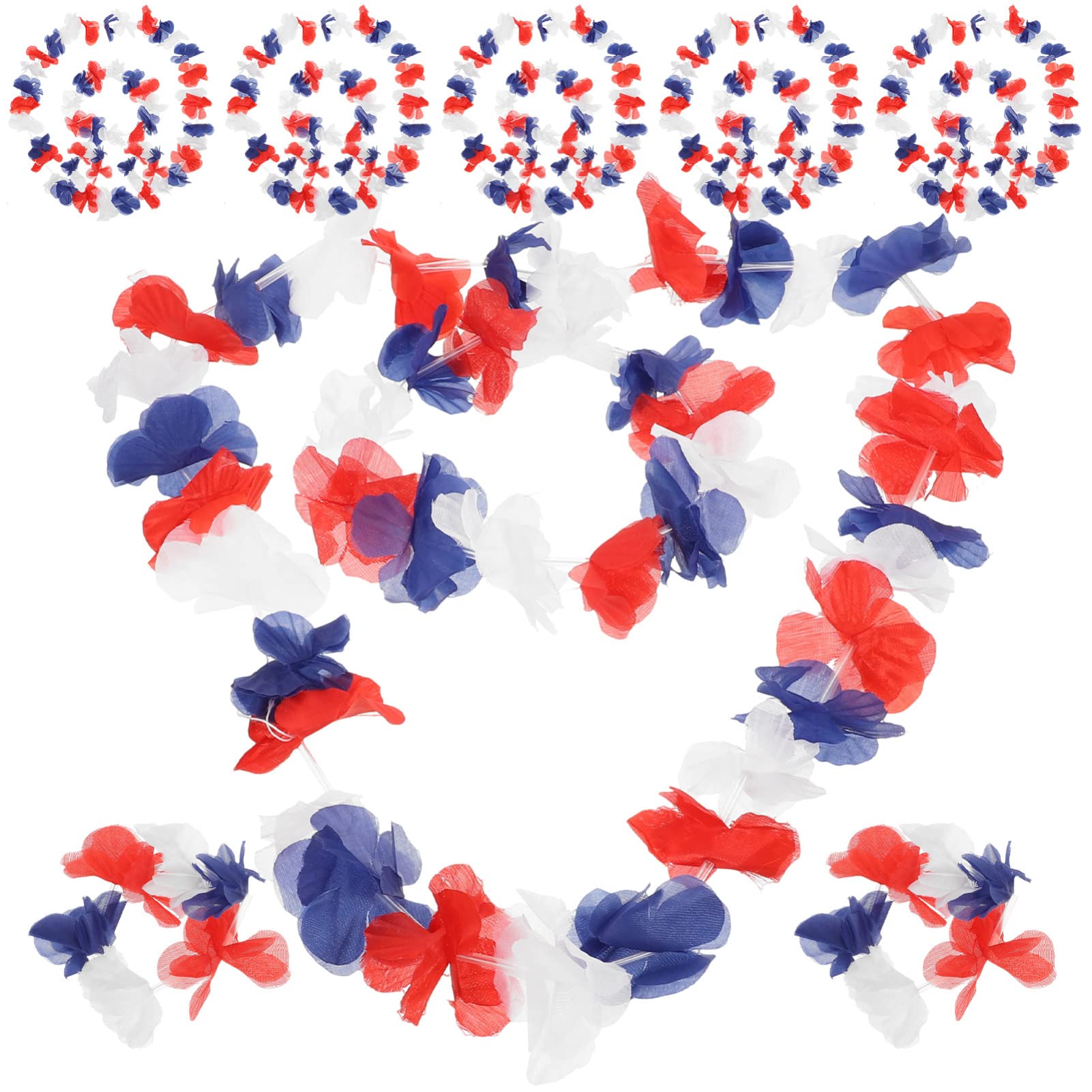 Ciieeo 2 Sätze Hawaiianische Lei Tiki Party Kostüm Girlande Lüfter Hula Hawaii Kopfschmuck Hawaii Accessoires Blumenring Room Decoration Leis-kit Hawaii Blumenarmbänder Stoff 72 Stück * 2