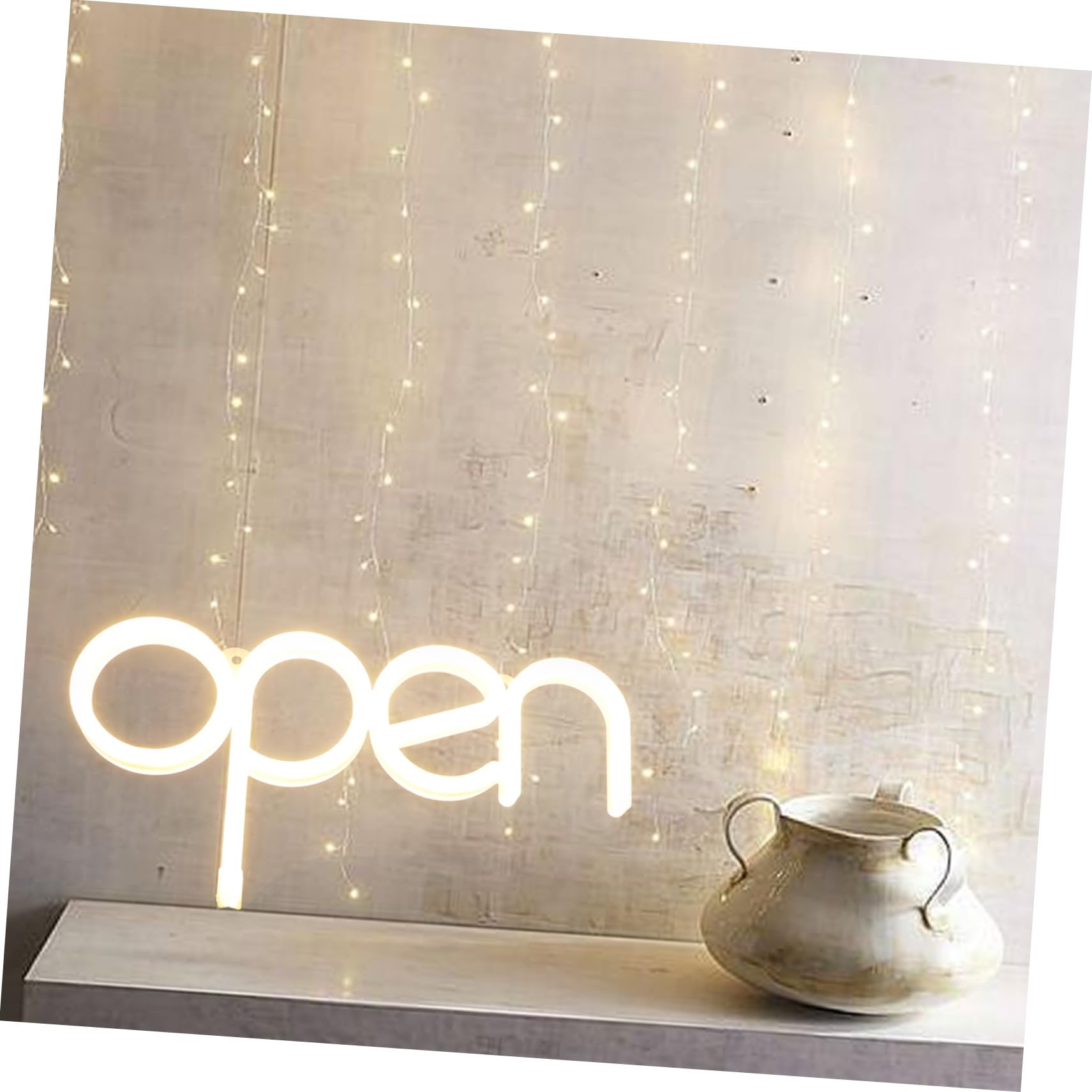 COLLBATH Letrero De Neón Led Abierto, Luz De Neón Para Pared, Luz Cálida, Iluminación Led Decorativa, Adecuado Para Bares y Fiestas, Lámpara De Ambiente,