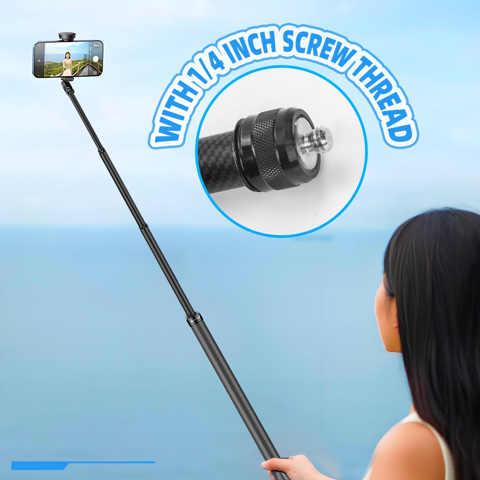 Asta telescopica in fibra di carbonio, asta telescopica da 5 m per microfono, fotocamera d'azione, asta per registrazione video