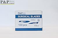 Vista 2 de Cuchillas de bisturí quirúrgicas desechables, acero al carbono estéril de alta calidad, 2.1% 10xx envueltas individualmente por P&P Medical