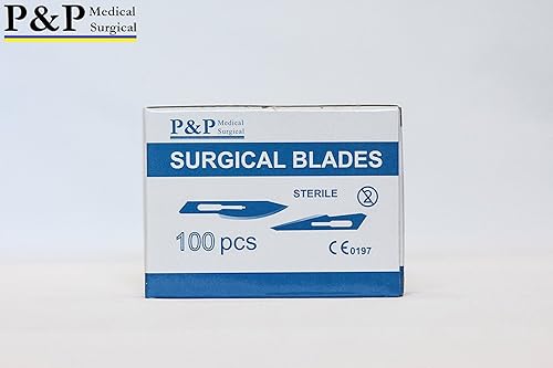 Miniatura 2 de Cuchillas de bisturí quirúrgicas desechables, acero al carbono estéril de alta calidad, 2.1% 10xx envueltas individualmente por P&P Medical