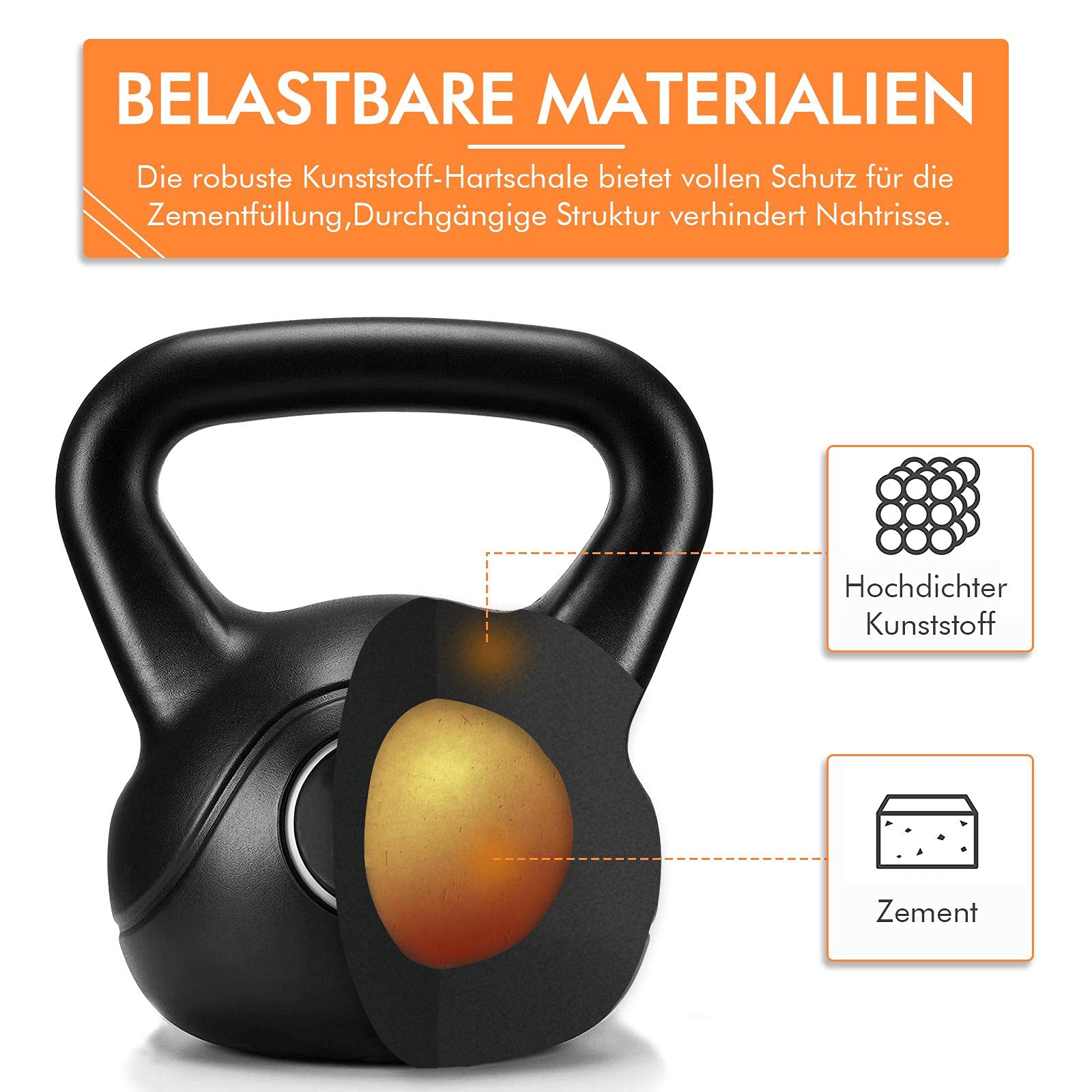 Yaheetech 2 Stück Kettlebell 8 kg/12 kg Kugelhantel mit bodenschonender Kunststoffummantelung Schunwunghantel Kugelgeiwcht für Krafttraining