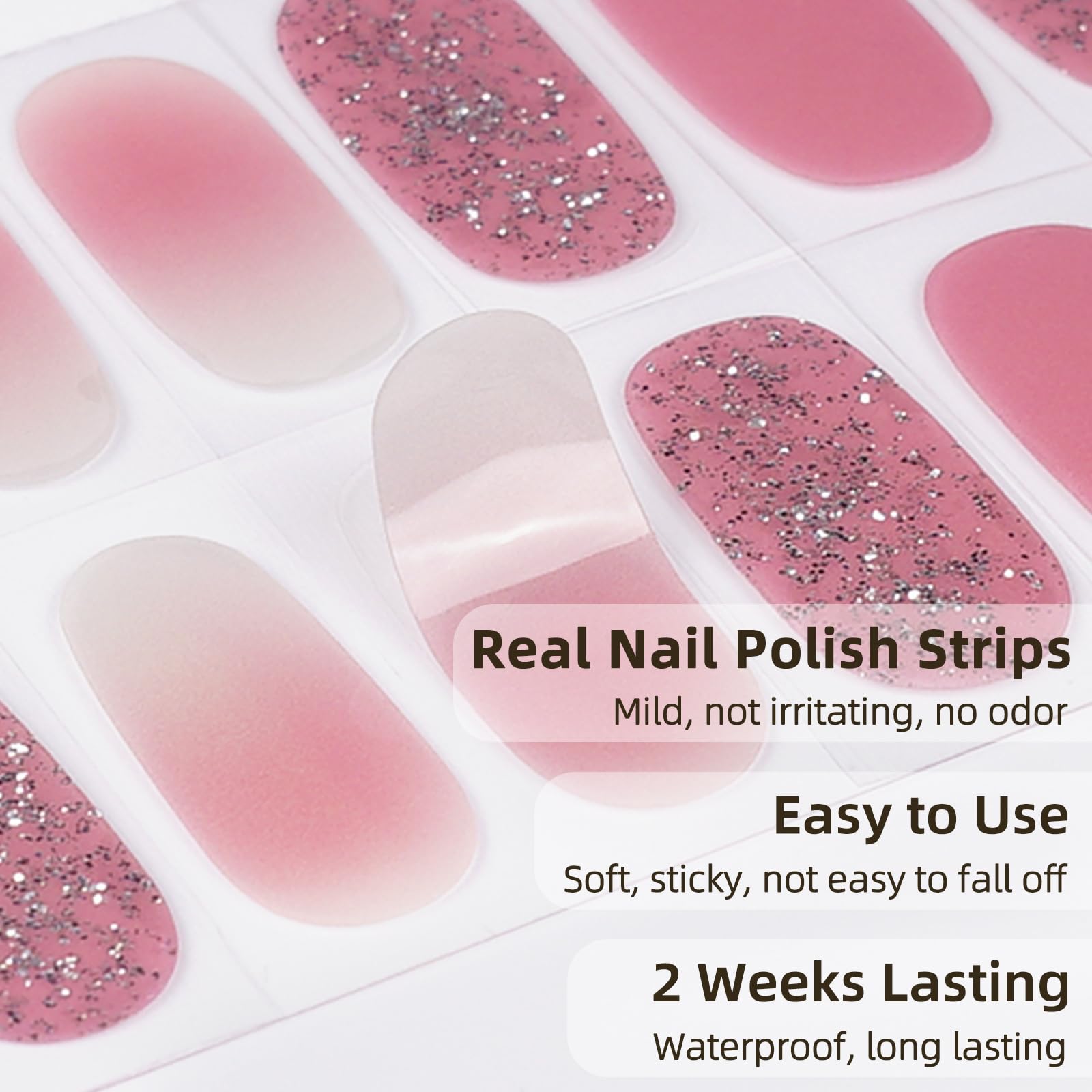 DUKASOU Semi-Cured Gel Nail Strips, 22 Pieces Real Nail Polish Stickers, Gel Nail Stickers, Decals - Image 2