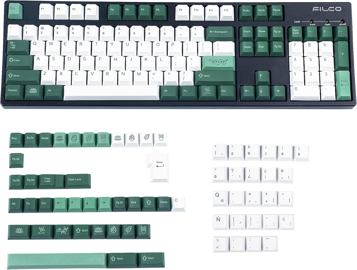 YMDK German French Italian Spain UK ISO Botanical Dye Sub Keycaps Thick PBT Cherry Profile Set for QWERTZ AZERTY MX Keyboard (Only Keycap) (Italian ISO Keycaps)