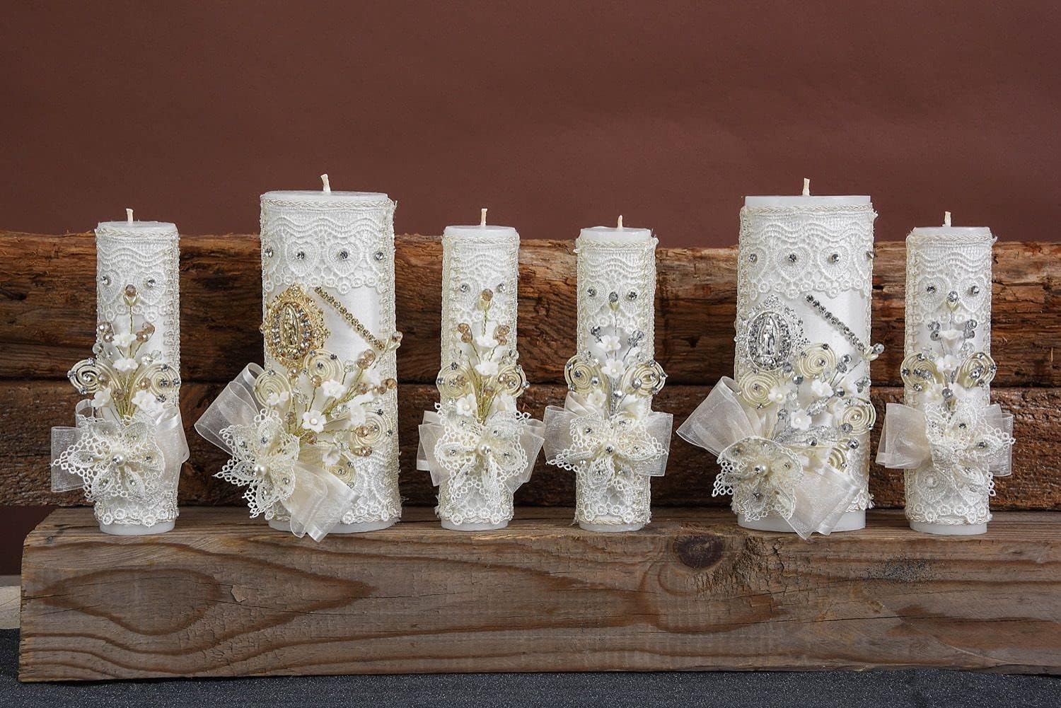 A&C Quinceañeras and More Wedding Unity Candles Accessories for Wedding (Ivory Silver)