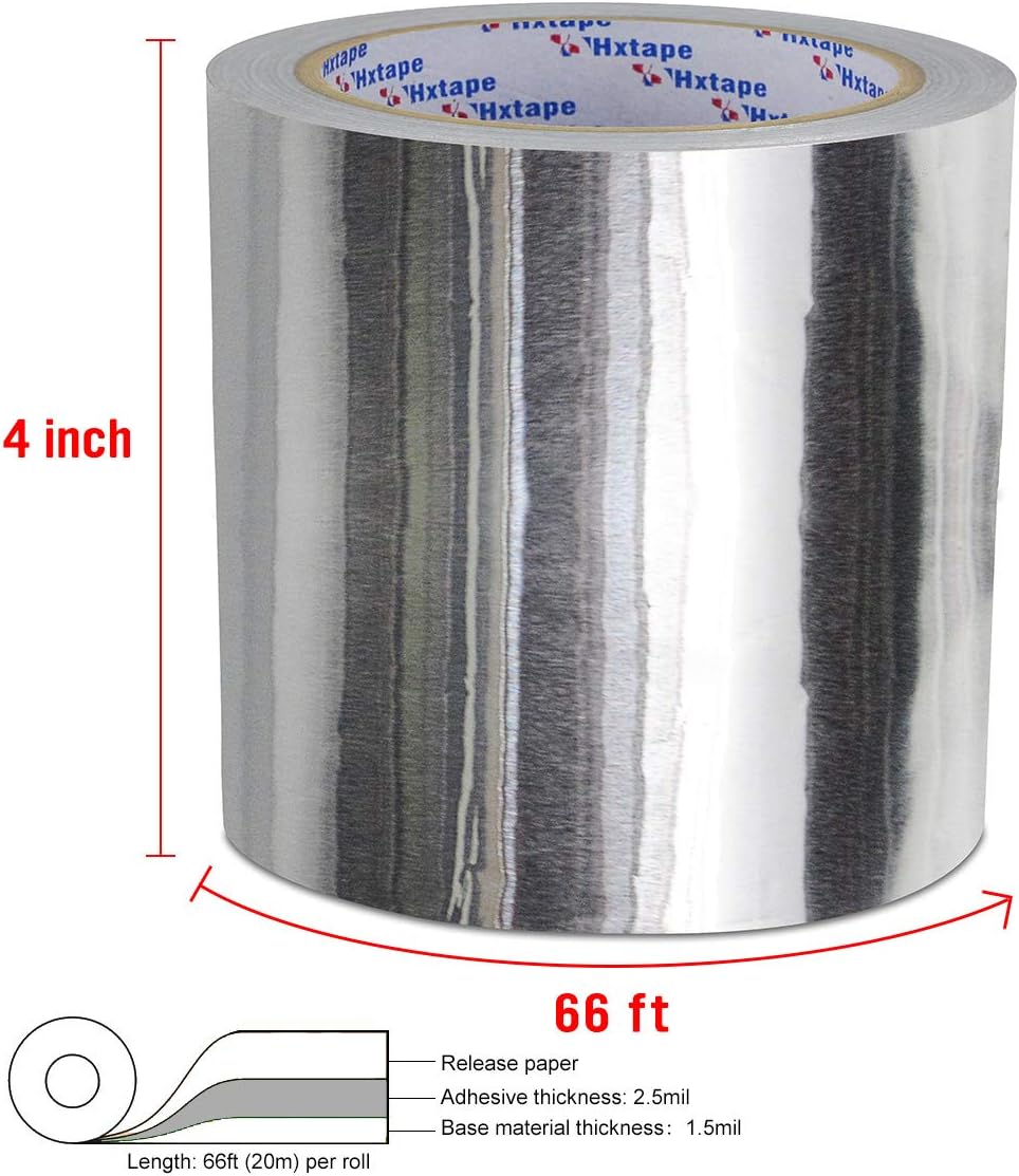 Aluminum Foil Glass Fiber Cloth Tape,Silver,Good for HVAC, Sealing & Patching Hot & Cold Air Ducts, Metal Repair (4IN x 4mil-20M)