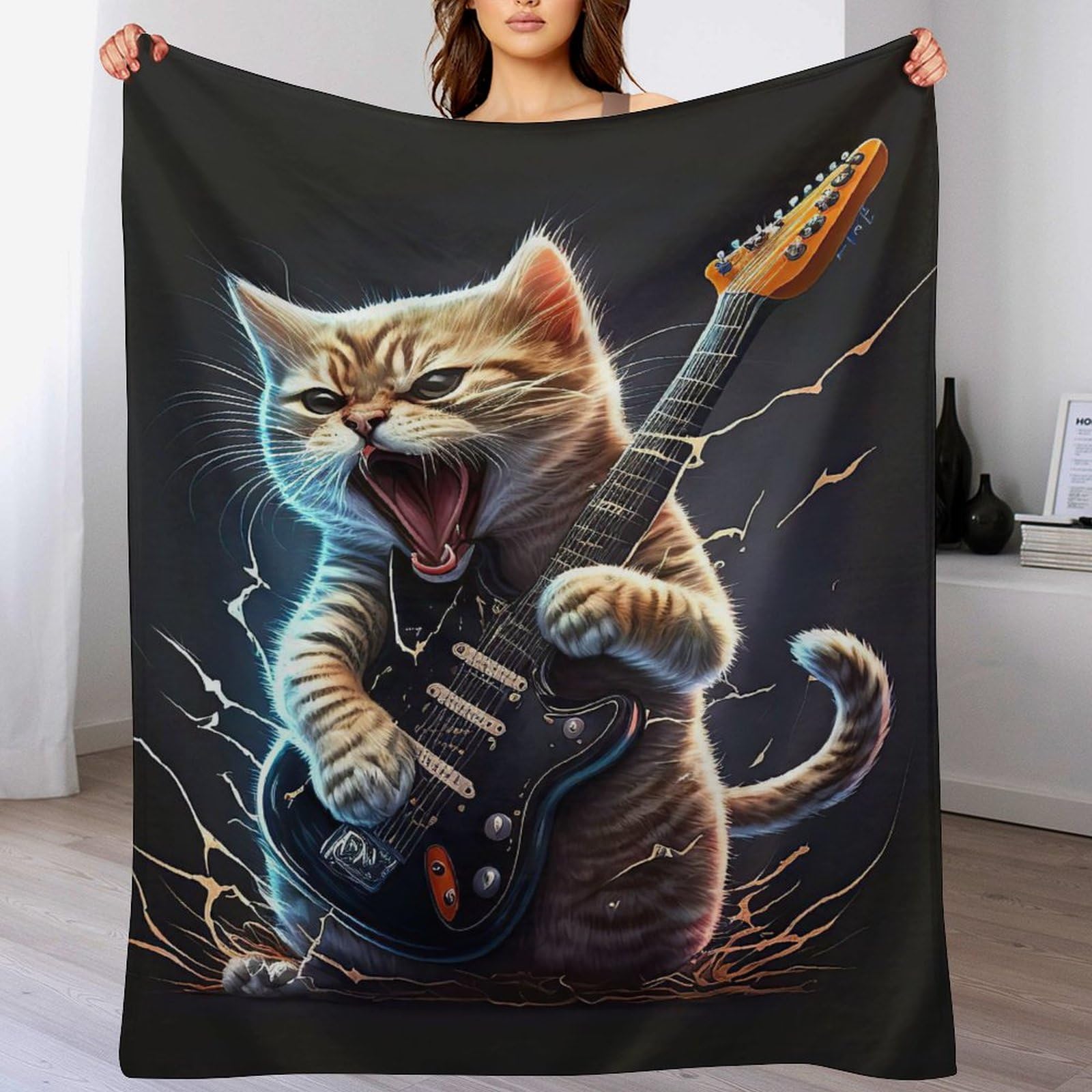 Couverture en flanelle chaude et confortable motif chat pour des moments cocooning réussis
