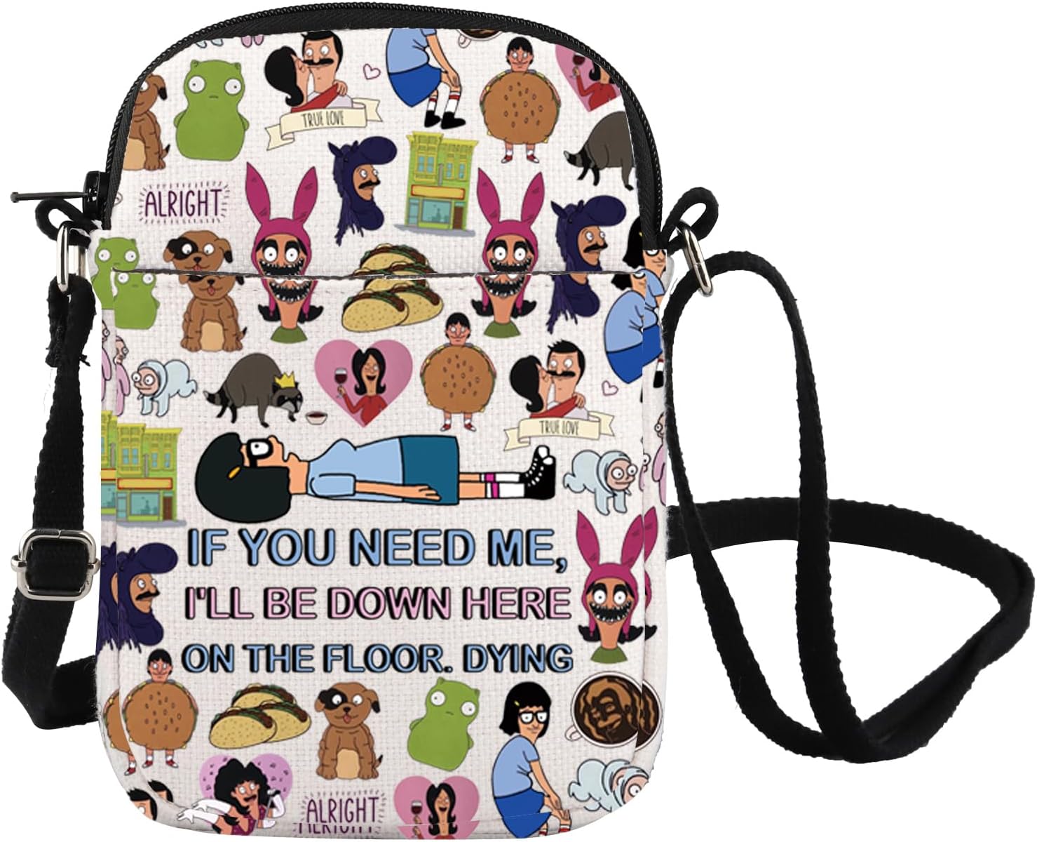 Tv Show Inspire Gift Tina Belcher Crossbody Bag Cartoon TV Show Merchandise Inspired Gift For Tina Fans