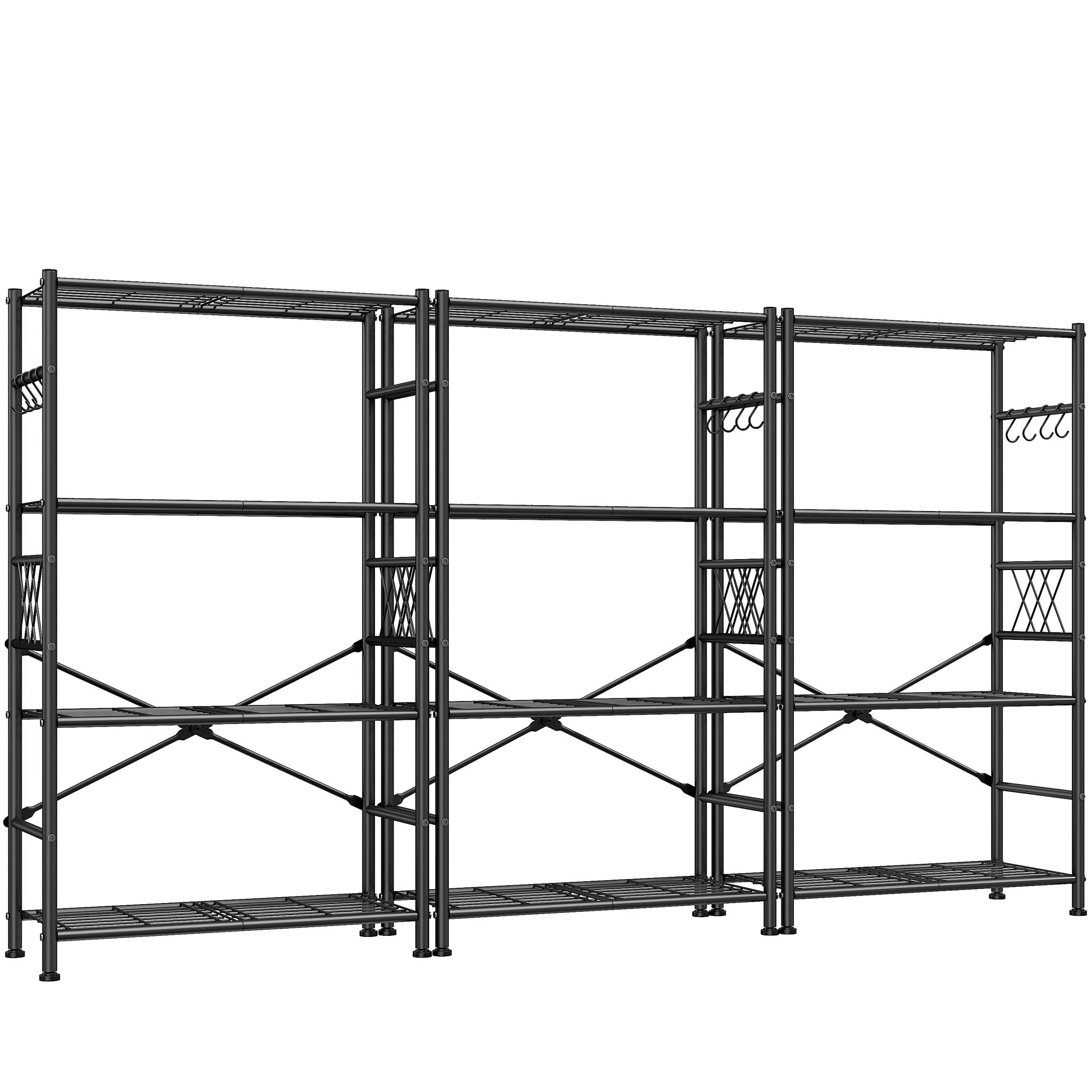 Wire Shelving Storage Rack with Hooks,Metal Shelving Units Shelf Organizer,Wobble-Free Garage Shelving with Adjustable Leveling Feet for Kitchen Pantry Laundry Bathroom Closet Dorm,12"D x 30"W x 60"H