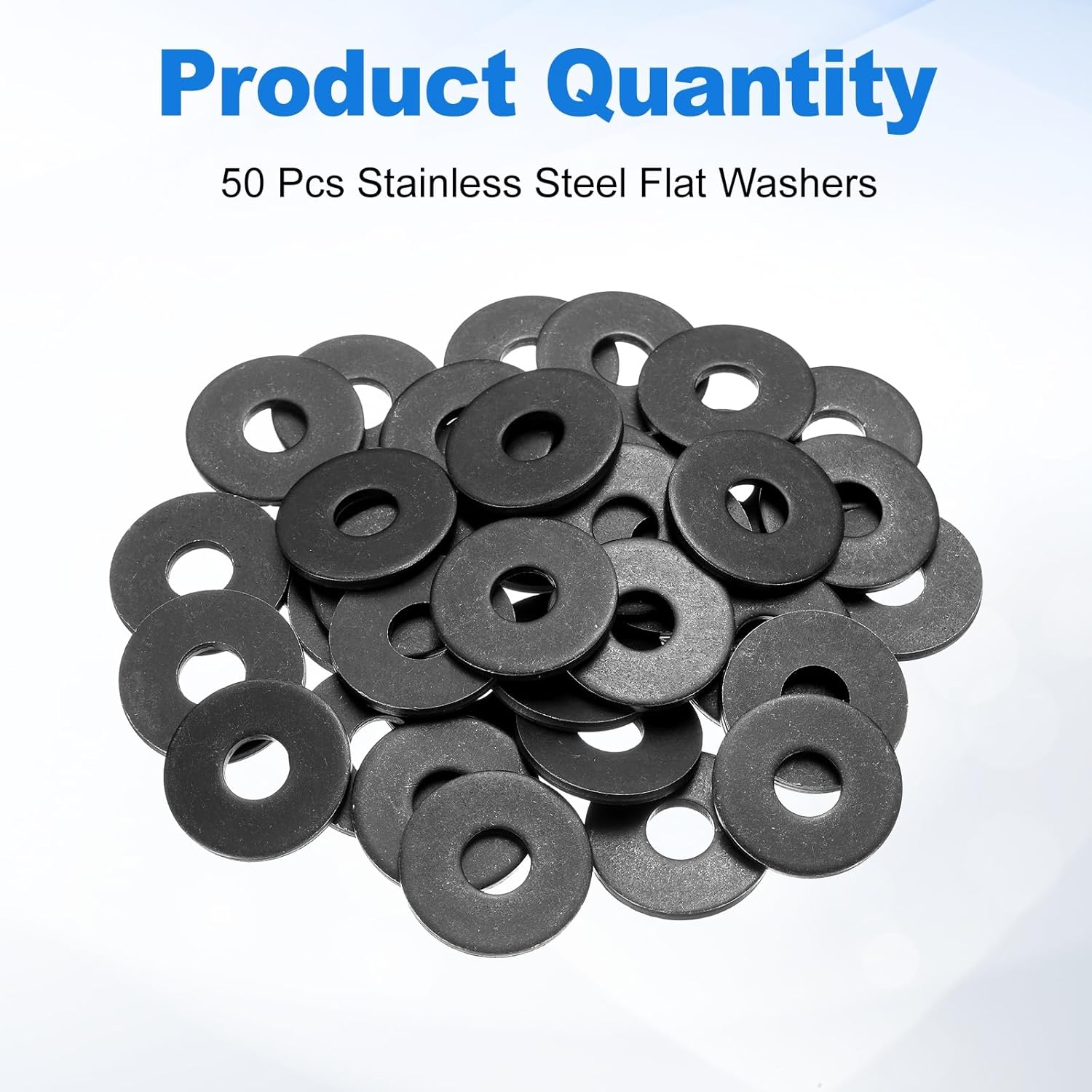 uxcell 50Pcs M10 Fender Washers, Carbon Steel Flat Washer 30mm OD, 2.5mm Thickness, Metal Gasket for Screws and Bolts, Black Oxide