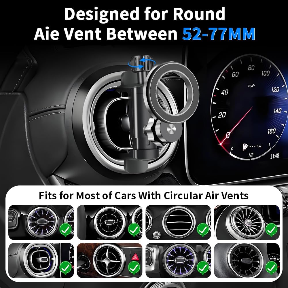 car magnetic phone holder mount for mercedes benz glc glc300 c c300 e e300 e350 a b cla 250 300 gla glb glb250 glk 350 450 eqe eqb eqs cle cls g class sprinter clk amg circular air vent accessories