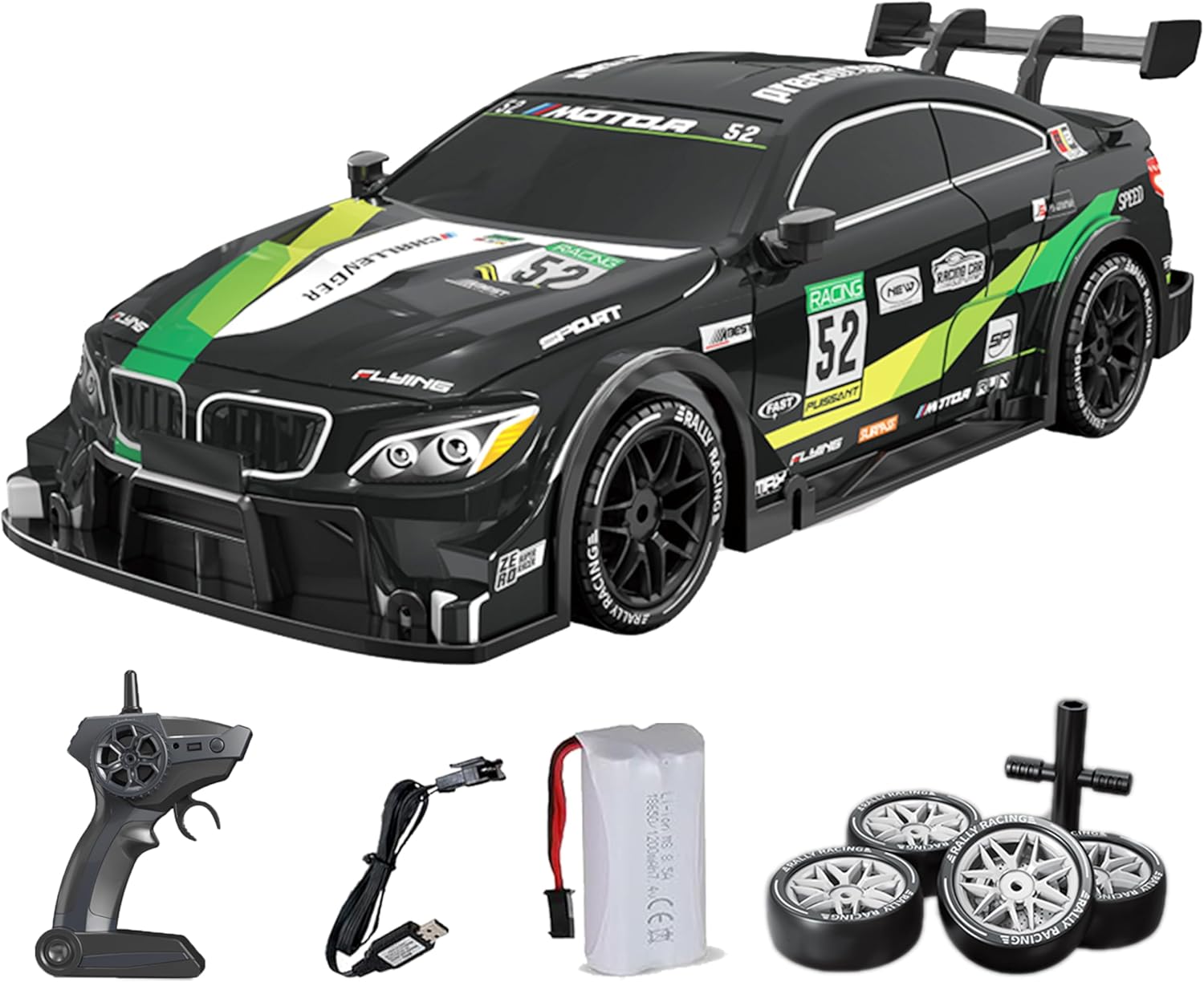 1/16 Scale RC Drift Car for Kids, 4WD Remote Control Race Car, 20KM/H, 2.4Ghz, with LED, for Boys Age 6 7 8-12 13 14 Year Old, Birthday Gifts for Kids