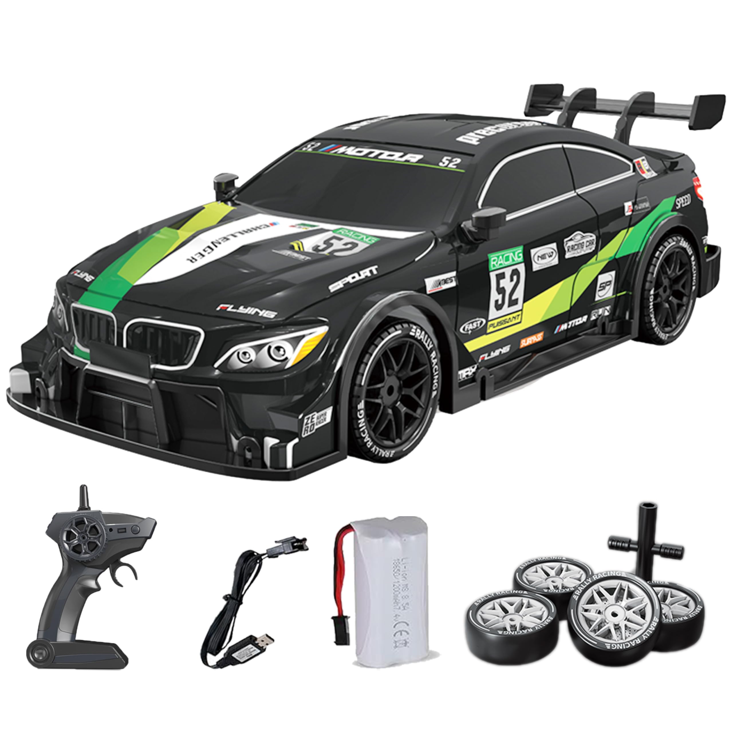 1/16 Scale RC Drift Car for Kids, 4WD Remote Control Race Car, 20KM/H, 2.4Ghz, with LED, for Boys Age 6 7 8-12 13 14 Year Old, Birthday Gifts for Kids