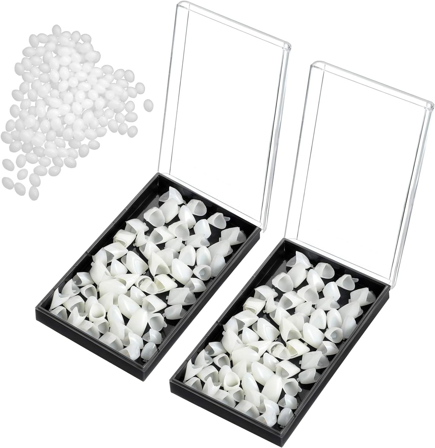 120 Pieces Fake Tooth Cap Crown Front Teeth with Tooth Repair Thermal Beads Cap Filler for Teaching or DIY (120pcs Front)