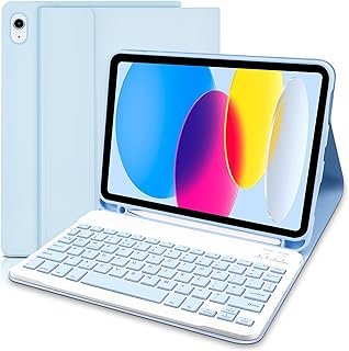 iPad 10th Generation Case with Keyboard 10.9“2022, iPad UK layout Keyboard Case for iPad 10th Gen, Slim Smart Case with Detachable Bluetooth Keyboard and Pencil Holde for iPad 10.9 inch 2022, Blue