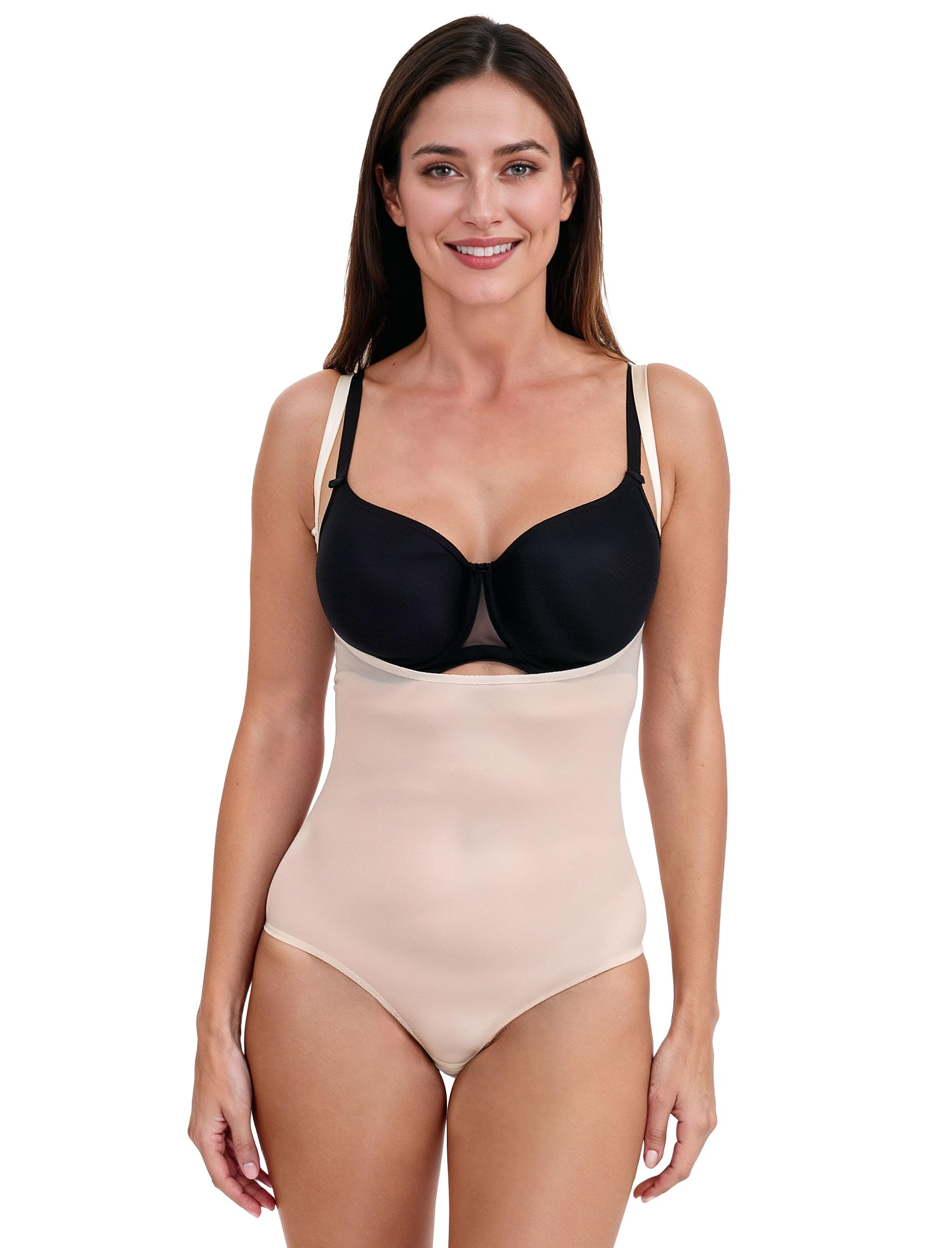 VIVISENCE Body Gainant Femme Invisible Bretelles Réglables Silhouette Affinée