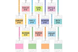 Classic Unbreakable PVC Hall Pass Lanyards Set for Teachers and Students (Set of 14)