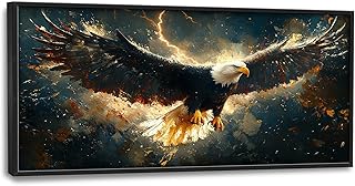 Large Bald Eagle Wall Art for Living Room, Wildlife Canvas Oversized Wall Decor Modern Framed Pictures Painting Print Artwork for Bedroom Office 60" L x 30" W