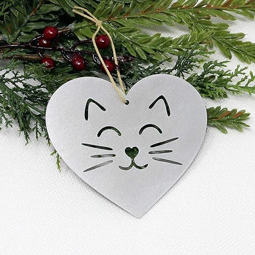 Miniatura 2 de Cat Heart Ornament - Christmas Gift for Cat Lovers - Aluminum Metal Tree Holiday Party Decorations