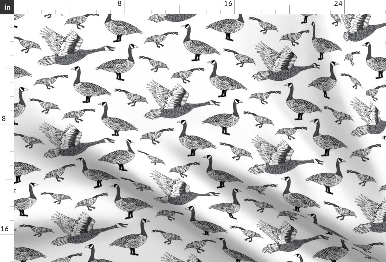 Spoonflower Fabric - Canada Geese Goose Gray Black White Canadian Bird Nature Printed on Minky Fabric by The Yard - Sewing Baby Blankets Quilt Backing Plush