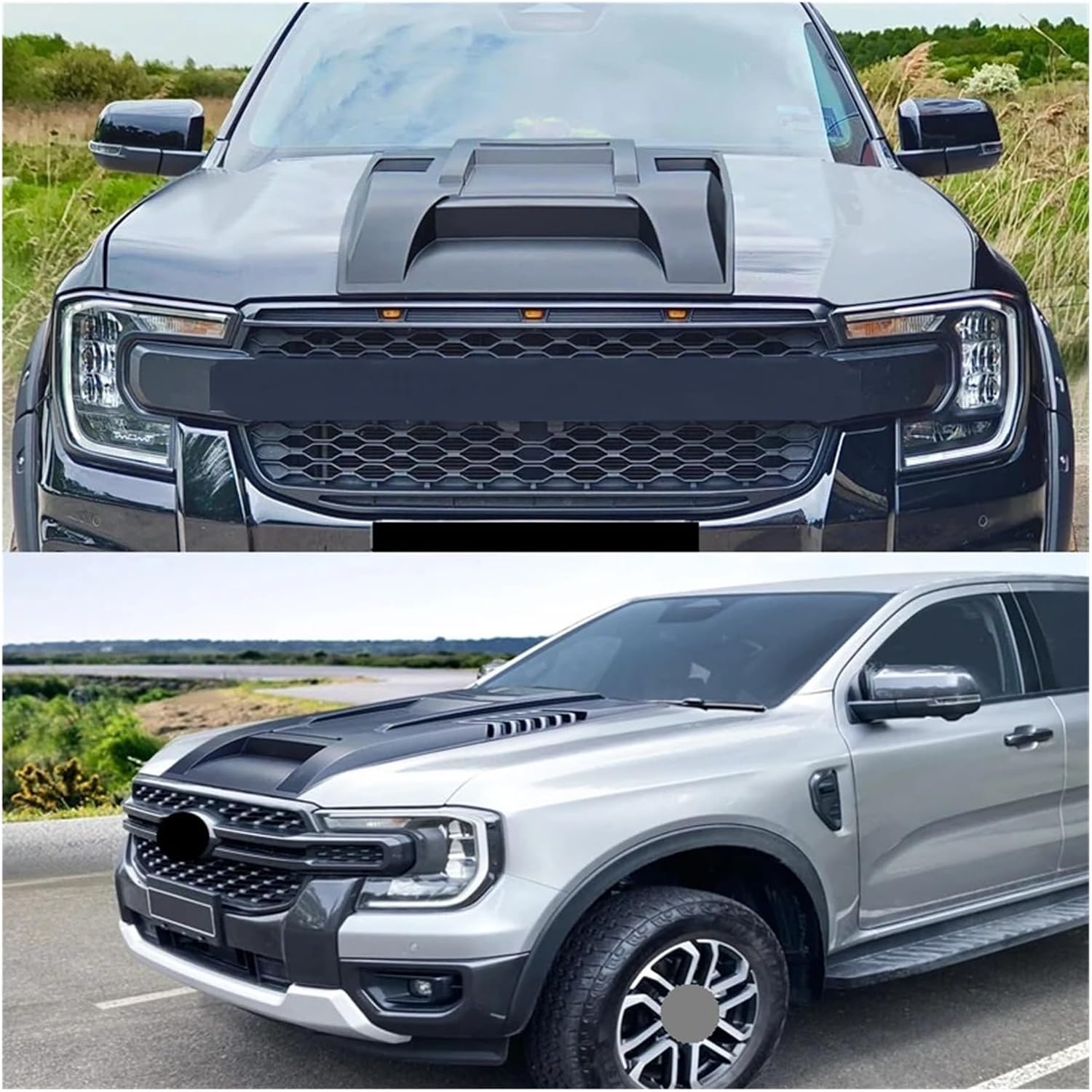 Compatible with Ford Ranger T6 T7 T8 T9 2012-2024 Everest Universal Car Accessories Air Vent Bonnet Hood Cover Front Bonnet Scoop(T6 T7 T8)