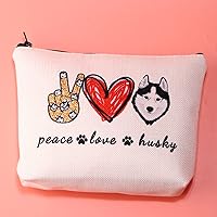 Vista 3 de JXGZSO Divertido perro husky regalo paz amor husky bolsa de cosméticos husky amante de perros regalo bolsa de maquillaje bolsa de cremallera