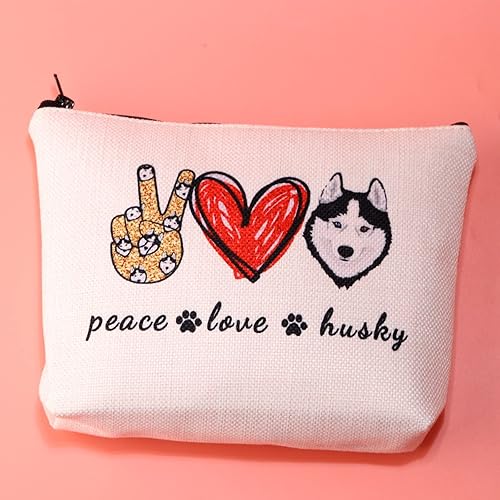 Miniatura 3 de JXGZSO Divertido perro husky regalo paz amor husky bolsa de cosméticos husky amante de perros regalo bolsa de maquillaje bolsa de cremallera para