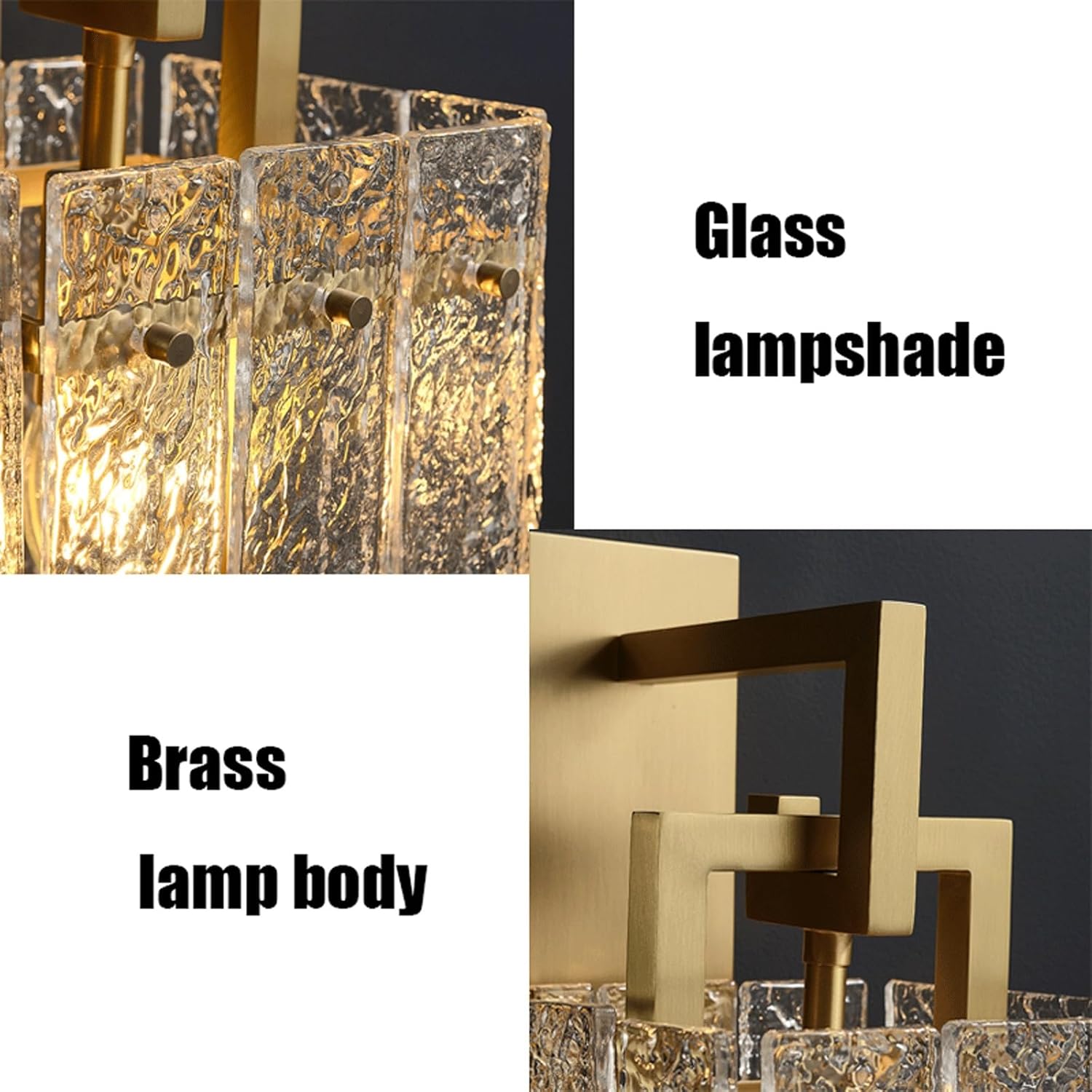 Wall Sconce Modern Luxury Elegant Brass Glass Wall Light Hardwired Indoor Geometric Design Decorative Wall Lamp Ambient Accent Light Fixture for Bedroom Living Room Wall Lighting Fixture