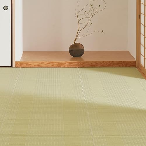 萩原 洗える い草風カーペット 涼風 グリーン 団地間10畳 約425×340cm 上敷き ラグ 子供部屋 保育園 ペット 日本製