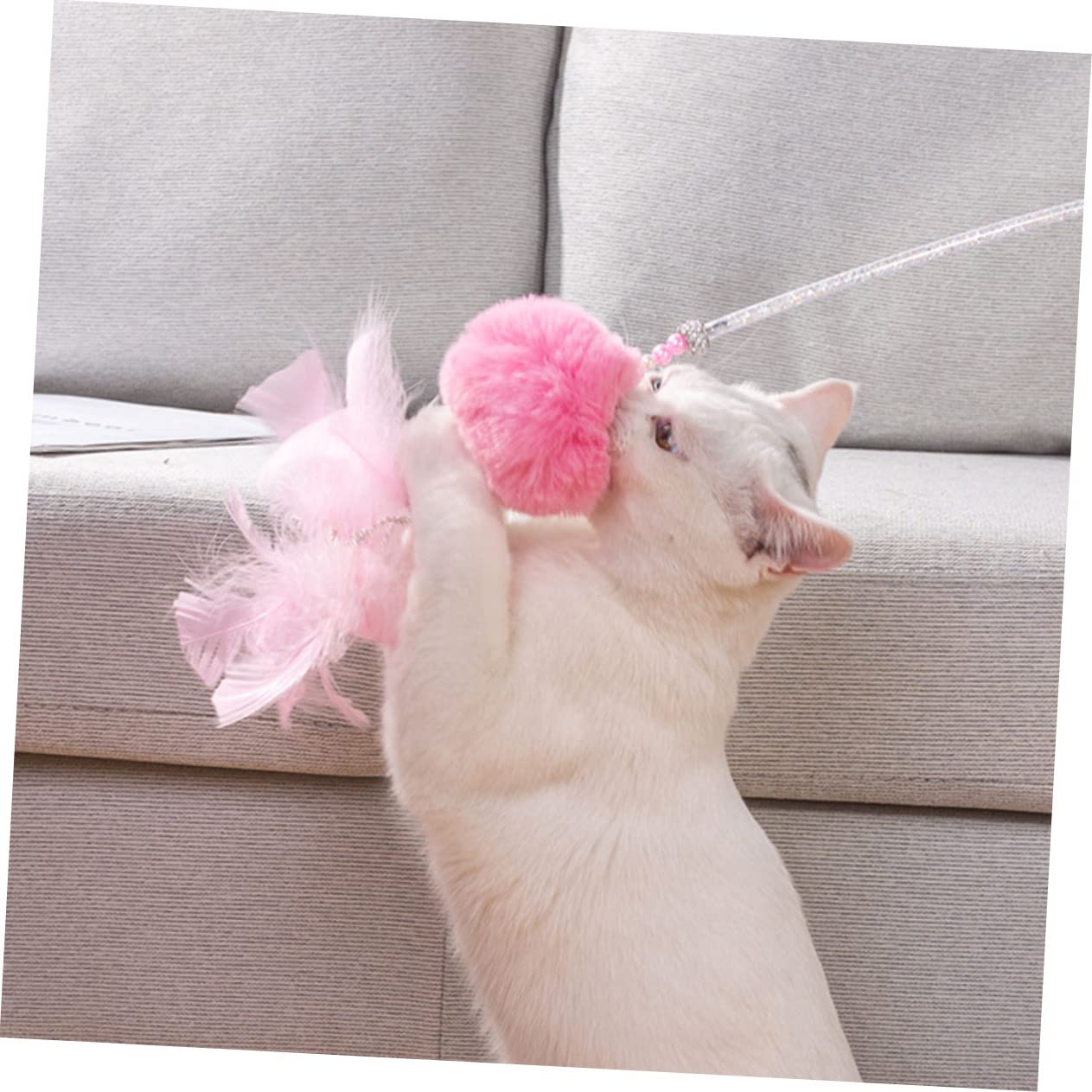 FOMIYES 6stücke Katzenspielzeug Mit Federn Und Bunten Pompons Interaktives Spielzeug Für Katzen Und Kätzchen Handgefertigte Katzenangel Fördert Spiel Und