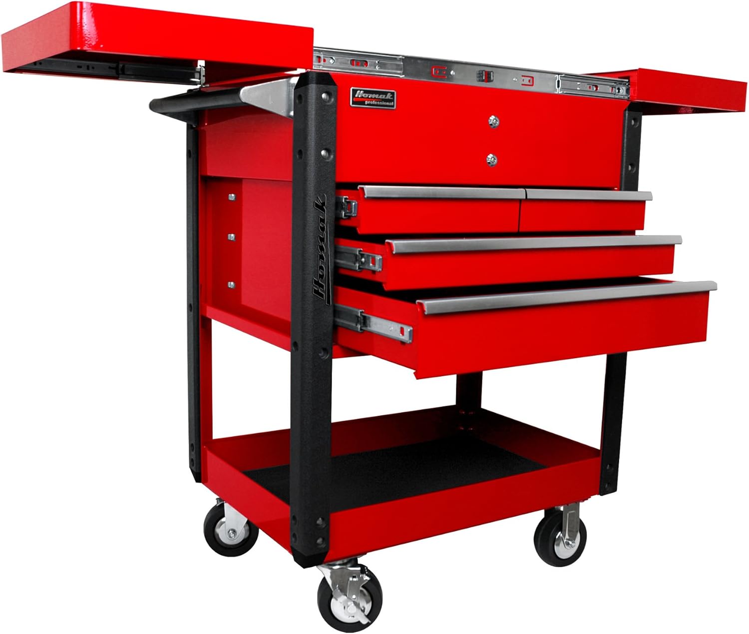 Homak Professional Series 4-Drawer Utility Service Cart, Blue, 35 Inches