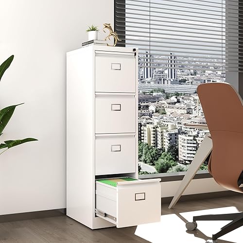 Miniatura 2 de Archivador de 4 cajones, archivadores verticales de metal con cerradura para oficina en casa, archivador de acero de oficina resistente para colgar