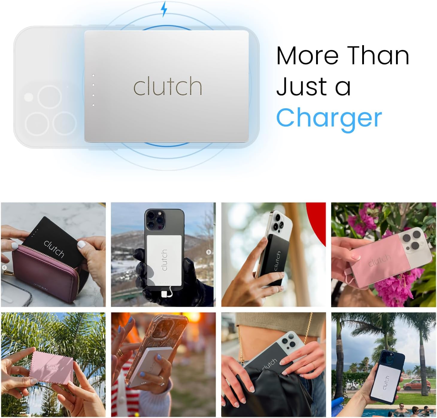 Clutch Pro – World's Thinnest iPhone Charger – Portable Power Bank 5000mAh – Magnetic Built-in Lightning Cable – TSA Approved Travel Charger – iPhone 14 & Earlier – White - Image 7