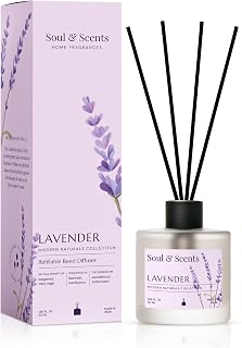 Soul & Scents 50ml Lavender Reed Diffuser Set | Blend of Rosemary and Vanilla | Get 5 Rattan Reed Sticks | Smoke Less Room Price In India