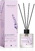 Soul & Scents 50ml Lavender Reed Diffuser Set | Blend of Rosemary and Vanilla | Get 5 Rattan Reed Sticks | Smoke Less Room Freshener for Home, Bedroom, Living Room & Office