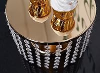 Vista 5 de Soporte dorado para tartas de boda de 8 pulgadas de alto, base redonda de 12 pulgadas de diámetro, soporte para servir pasteles con lámpara