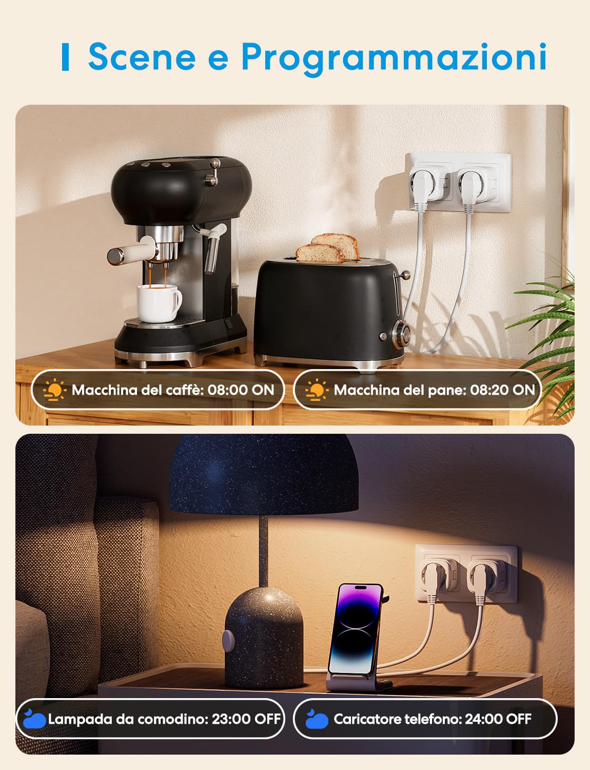 Meross Presa Smart WiFi con Misuratore di Consumo Elettrico e Timer, Tipo F | Presa intelligente, Bluetooth, compatibile con Alexa e Google Home, Controllo Vocale e Remoto App, Smart Home, 4 pezzi, 3840W