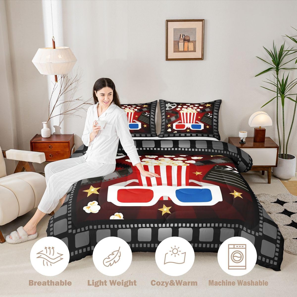 jejeloiu Movie Theme Bedding Set for Boys Girls Comforter Set Full Size image 3