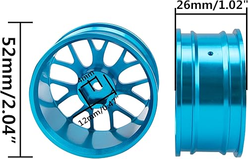 Miniatura 6 de Paquete de 4 llantas de metal de 0.472in, cubo hexagonal compatible con 110 On-Road Racing Touring Drift Car Tamiya TT-01 Kyosho RedCat Sakura D4