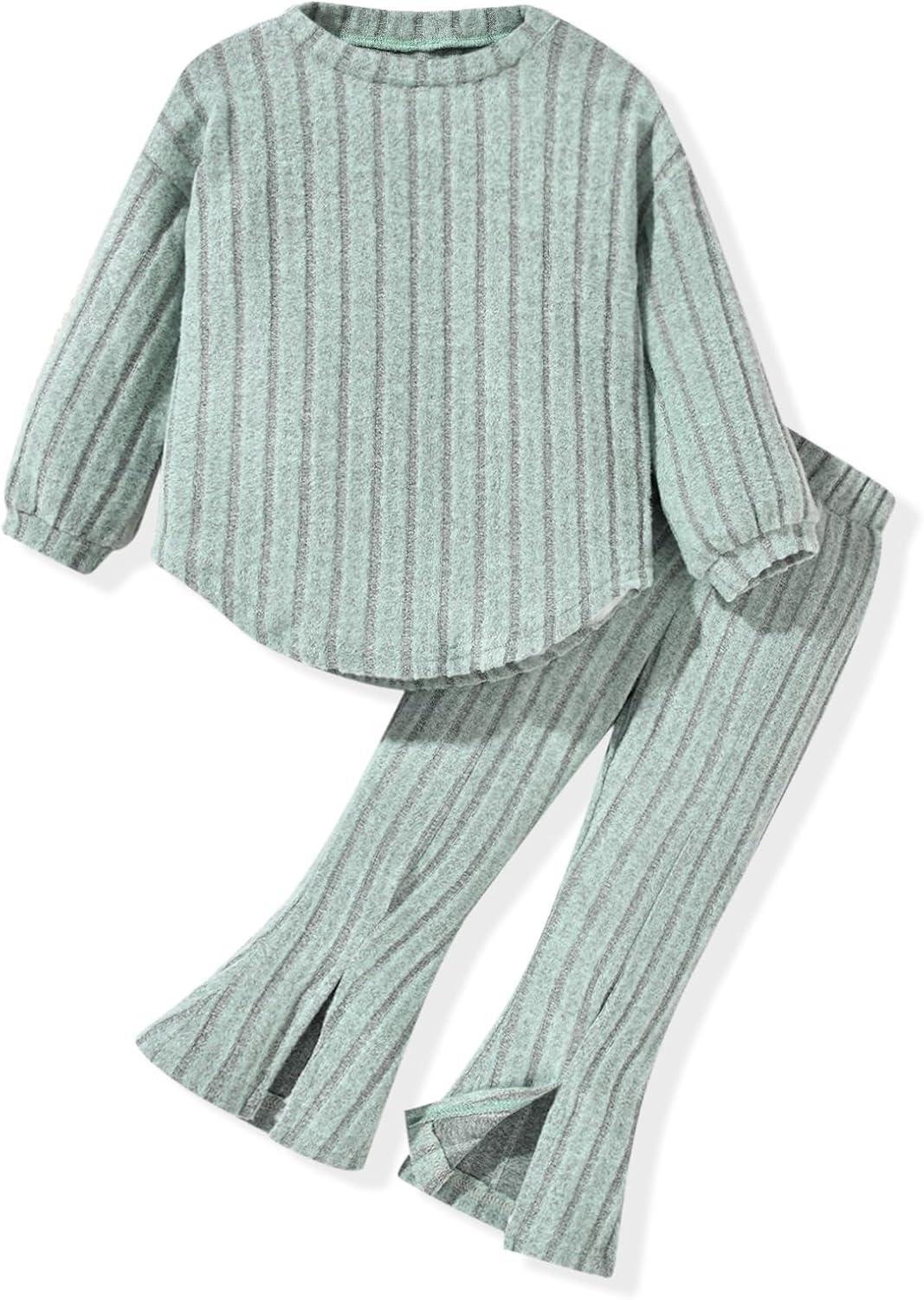 Aalizzwell Toddler Girl Flare Pants with Slit Outfit for 2T - 5T